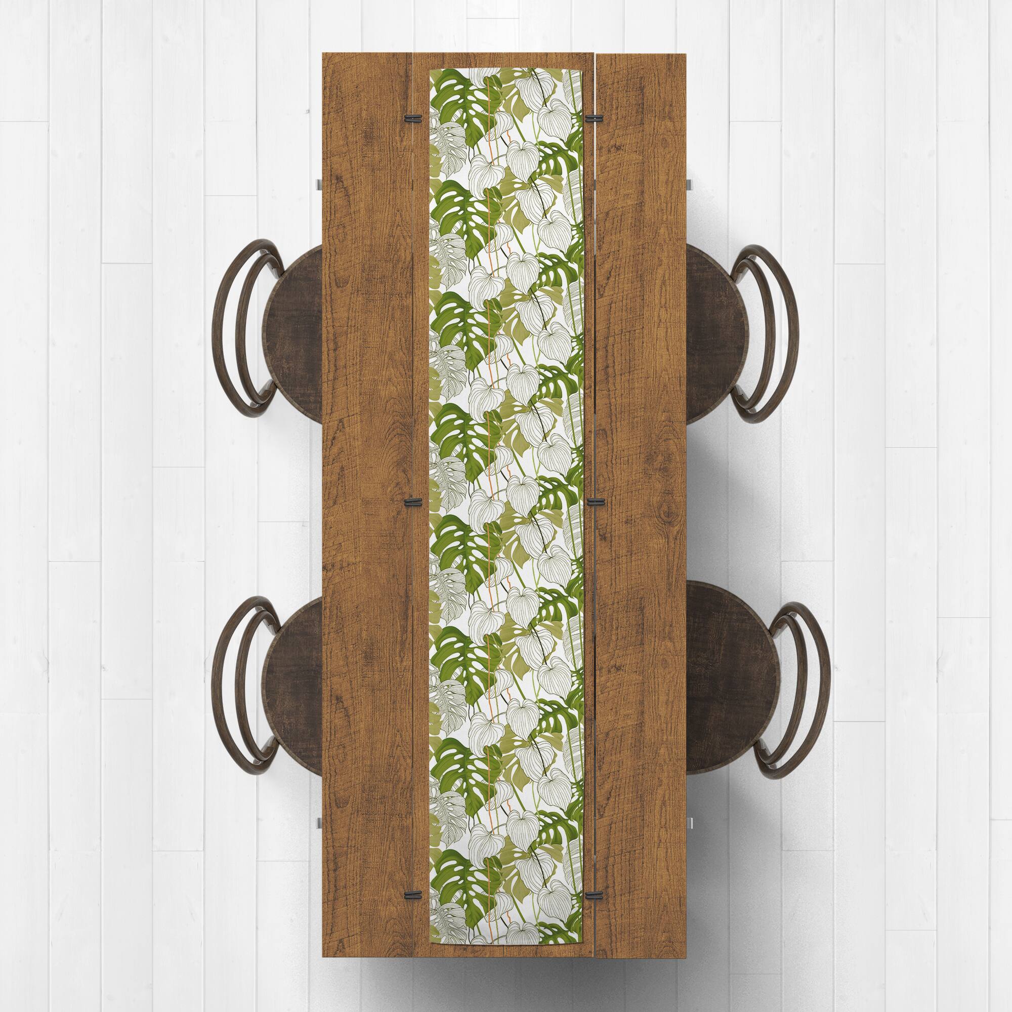 Yellow Green Monstera 16" x 72" Cotton Twill Runner